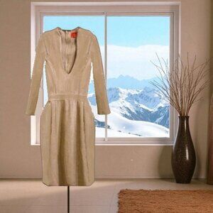 Akira Chicago Deep V-neck Faux Suede Dress